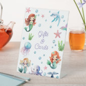 Signe De Table Aquarelle Sirène Anniversaire de fête Tabletop Cad (In SItu)