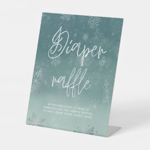 Signe De Table Aquarelle Snowflakes Baby shower Diaper Raffin