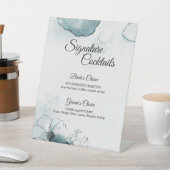Signe De Table Aquarelle turquoise Croquis Mariage Cocktail Menu (In SItu)
