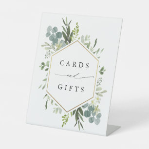 Signe De Table Aquarelle Verdure Or Hexagon Cartes et Cadeaux