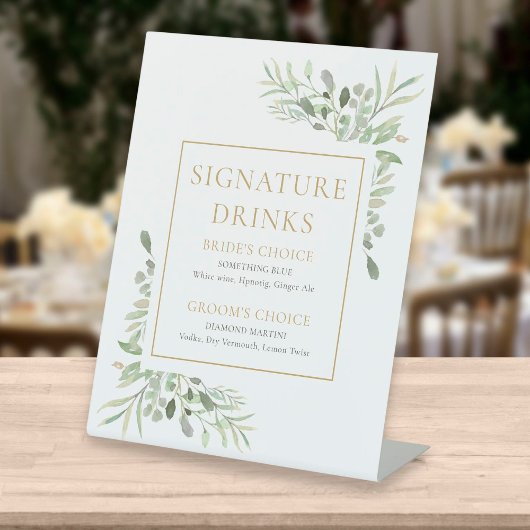Signe De Table Aquarelle Verdure Signature Boissons