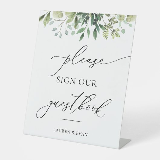 Signe De Table Aquarelle Verdure S'il vous plaît signer notre liv (Recto)