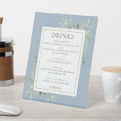 Signe De Table Aquarelle Vert Boissons Menu Dusty Blue (In SItu)