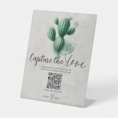 Signe De Table Aquarelle Vert Cactus Mariage Capturer l'amour (Recto)