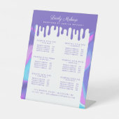 Signe De Table Aquarelle violet Iridescente Hologramme Tarifs (Recto)