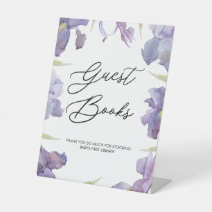 Signe De Table Aquarelle violette Iris Floral Garden Guest Books