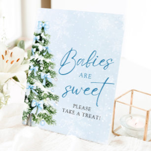 Signe De Table Arbres de Noël aux Rubans Bleus Bébés Sont Mignons