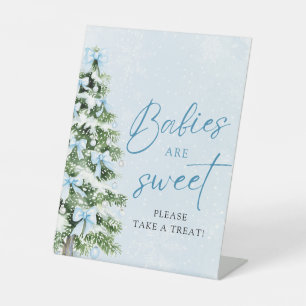 Signe De Table Arbres de Noël aux Rubans Bleus Bébés Sont Mignons