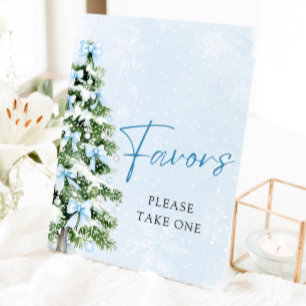 Signe De Table Arbres de Noël aux Rubans Bleus Faveurs de Baby Sh