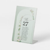 Signe De Table Arc de Boho vert pâle feuillu vert foncé fleuri (Recto)