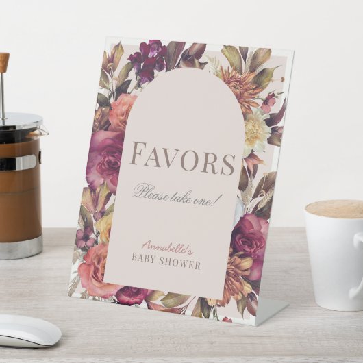 Signe De Table Arc de couronne d'automne Baby shower rose Faveurs (In SItu)