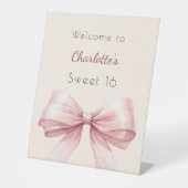 Signe De Table Arc rose crème beige Sweet 16 bienvenue (Recto)