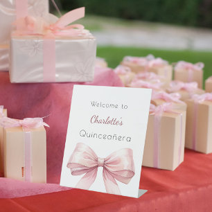Signe De Table Arc rose élégant Quinceanera bienvenue
