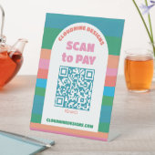 Signe De Table Arch Rétro Rayures CODE QR PAIEMENT SCAN (In SItu)