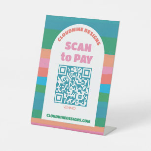 Signe De Table Arch Rétro Rayures CODE QR PAIEMENT SCAN