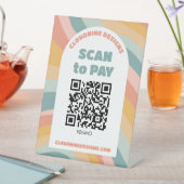 Signe De Table Arch Retro Waves SCAN POUR PAYER CODE QR (In SItu)