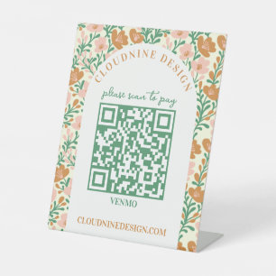 Signe De Table Arche Florale Rose Vert SCAN POUR PAYER CODE QR