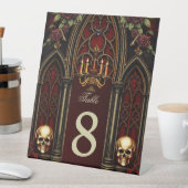 Signe De Table Arche gothique aux crânes. (In SItu)