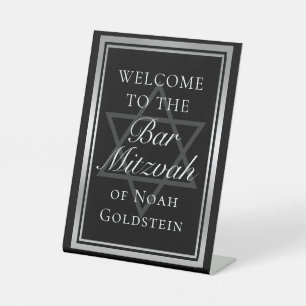 Signe De Table Argent Black Forme Bar Mitzvah Party Bienvenue
