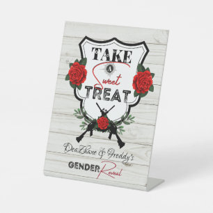 Signe De Table Armes à feu ou Roses Reveillez Baby shower Traite