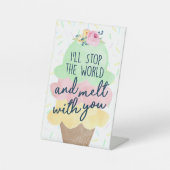 Signe De Table Arrêtez le monde et fondez avec vous la crème glac (Recto)