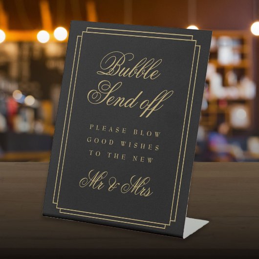 Signe De Table Art Déco Bulle Noire Et Or Envoyer