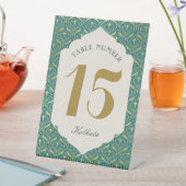 Signe De Table Art Déco Gold Floral Numéro et nom de la table (In SItu)