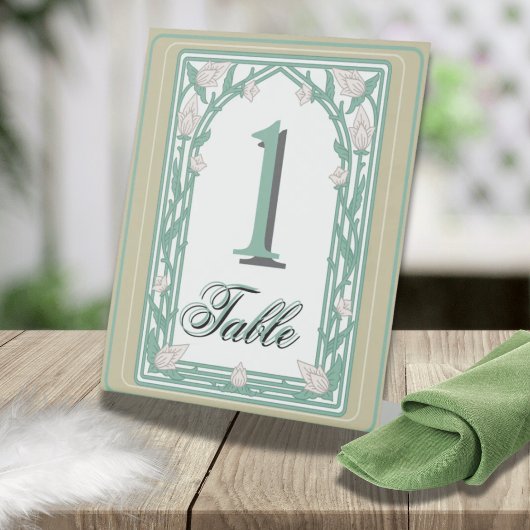 Signe De Table Art Déco William Morris Floral Mariage vert