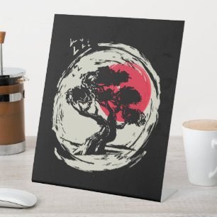 Signe De Table Art du bonsaï Coucher de soleil japonais