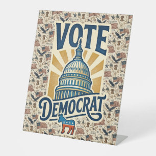Signe De Table Art populaire patriotique américain vintage Vote D