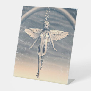 Signe De Table Art vintage de l'ange gardien arc-en-ciel