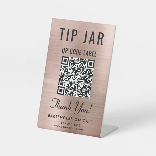Signe De Table Astuce Jar QR Code Rose Gold Tablett (Recto)