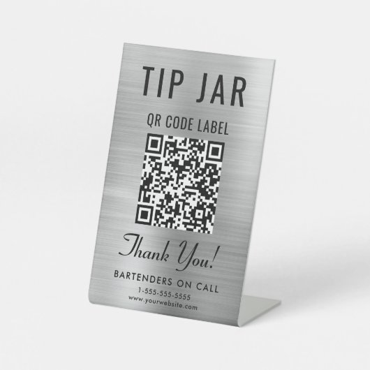 Signe De Table Astuce Jar QR Code Tablett Argent (Recto)