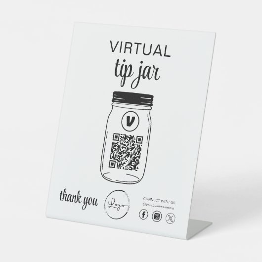 Signe De Table Astuce virtuelle Jar QR Code Logo Blanc (Recto)