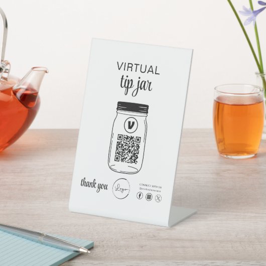 Signe De Table Astuce virtuelle Jar QR Code Logo Blanc (In SItu)