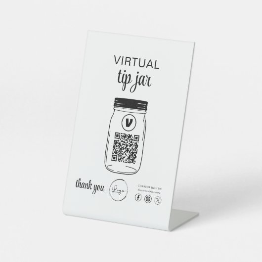 Signe De Table Astuce virtuelle Jar QR Code Logo Blanc (Recto)