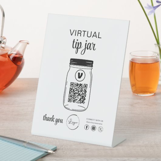 Signe De Table Astuce virtuelle Jar QR Code Logo Blanc (In SItu)