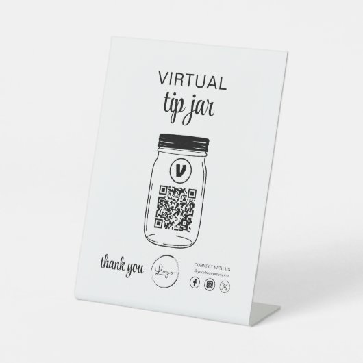 Signe De Table Astuce virtuelle Jar QR Code Logo Blanc (Recto)