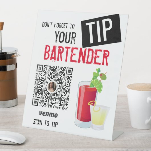 Signe De Table Astuce votre serveur barman Venmo Sign (In SItu)