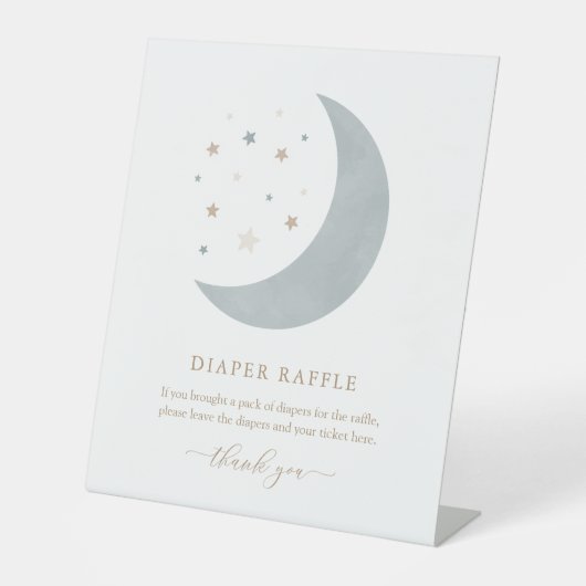 Signe De Table Au-dessus de la lune Blue Boy Baby shower Déchets  (Recto)