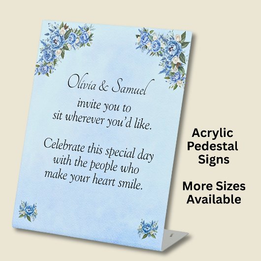 Signe De Table Aucun siège Graphique 2 - Mariage Peony bleu -