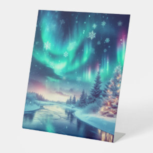 Signe De Table aurora borealis/Noël/hiver
