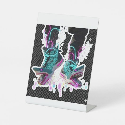 Signe De Table Autocollant Cyberpunk Requin Brainrot (Recto)