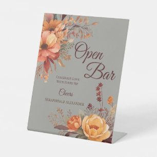 Signe De Table Automne aquarelle Rustique Floral Mariage Tabletop