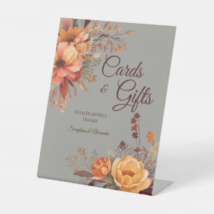Signe De Table Automne aquarelle Rustique Floral Mariage Tabletop