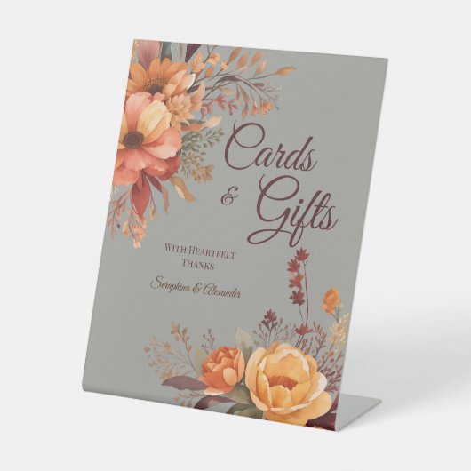 Signe De Table Automne aquarelle Rustique Floral Mariage Tabletop (Recto)
