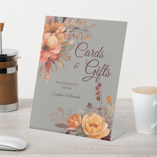 Signe De Table Automne aquarelle Rustique Floral Mariage Tabletop (In SItu)