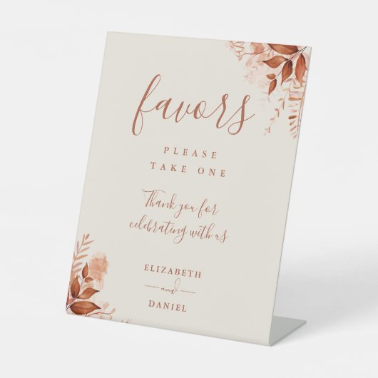 Signe De Table Automne Automne Automne Rustique Floral Script Fav (Recto)