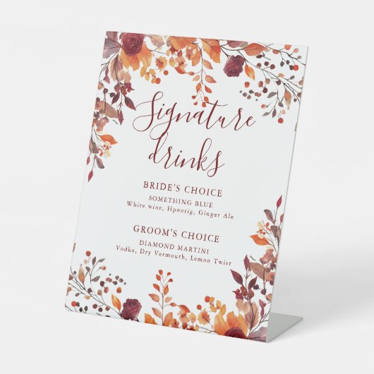 Signe De Table Automne Automne Feuille Bourgogne Signature Boisso (Recto)