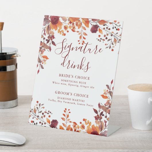 Signe De Table Automne Automne Feuille Bourgogne Signature Boisso (In SItu)